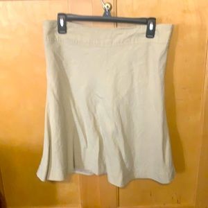 Khaki linen skirt.